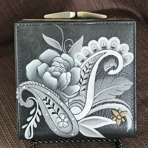 Anuschka Hand-painted Leather Wallet with Coin Pocket and Kiss Lock